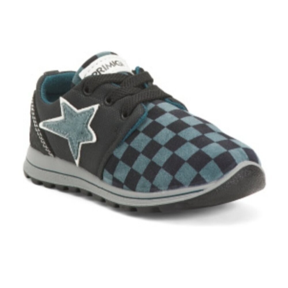 Primigi Boys Blue Checkered Star Sneakers Running Shoes Kids Size 25 8.5 new